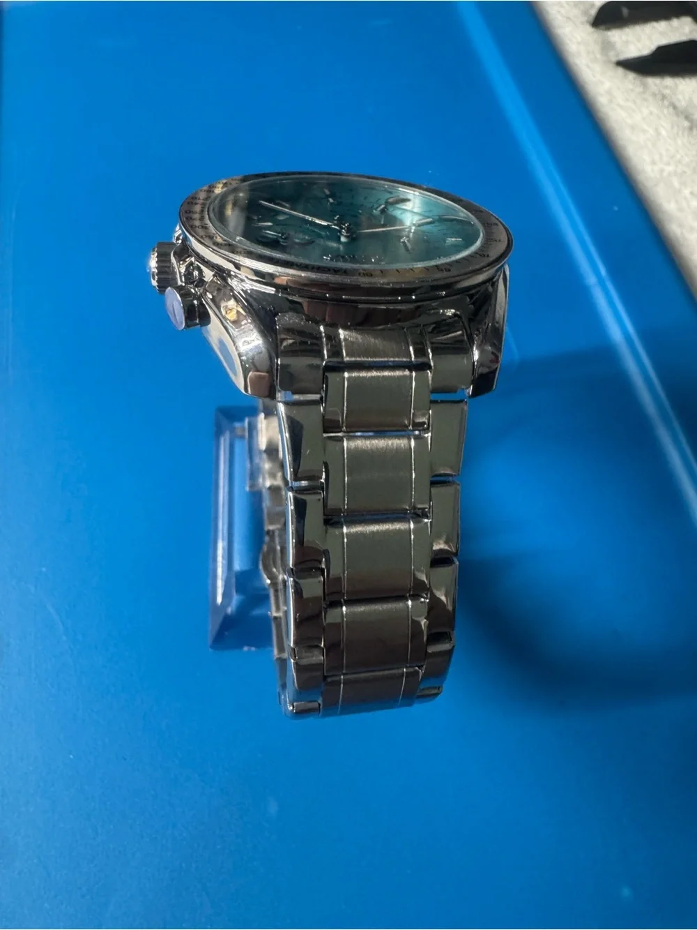 OLEVS Turquoise Dial Chronograph Watch